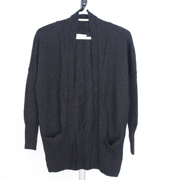 Aritzia Azure Skies Lenox Angora Cashmere Black Midi Open‎ Cardigan Sz XXS - Picture 2 of 14